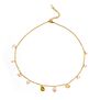Delicate chain pearl, rose quartz and gold-plated necklace